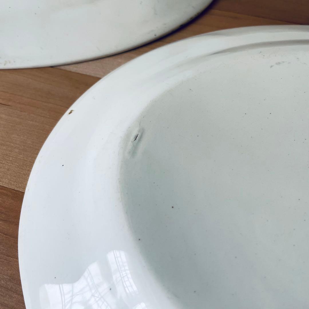 オーバルプレート ホワイト リム オーバル皿 大皿 平皿 アンティーク 陶器