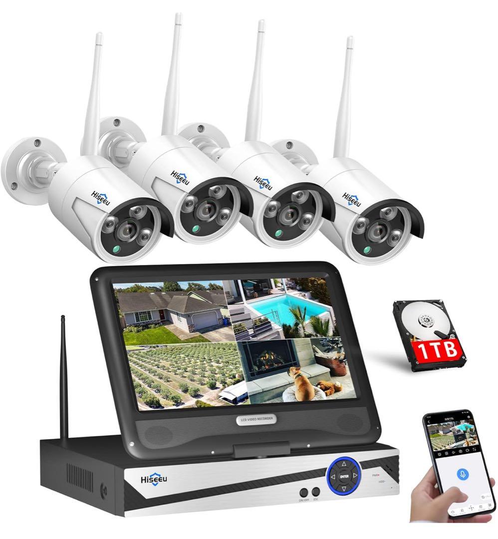 新品未使用　Hiseeu ワイヤレスセキュリティシステム 4台カメラ 1TB