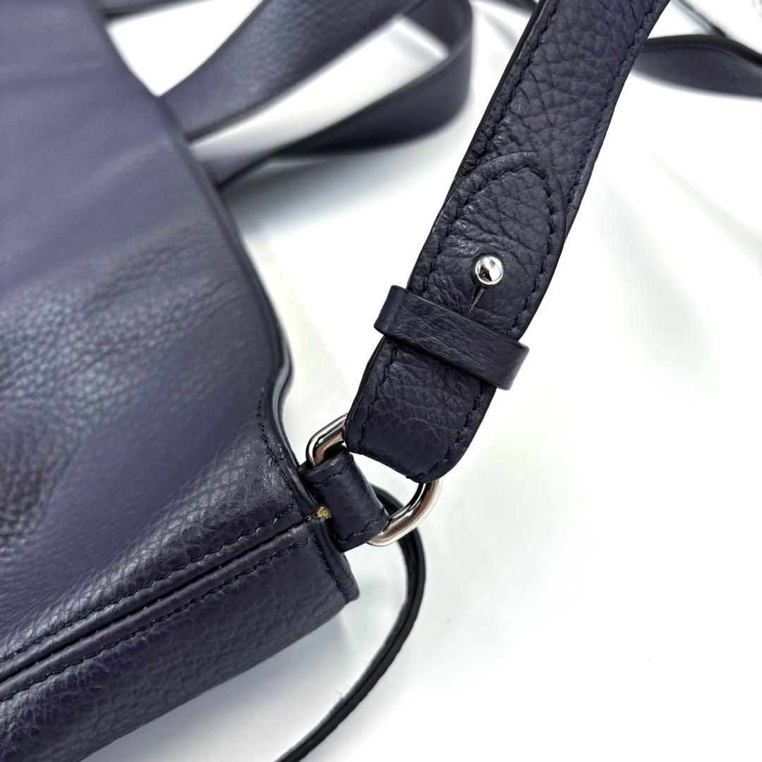 【良品】JIL SANDER レザー トートバッグ 2way ネイビー