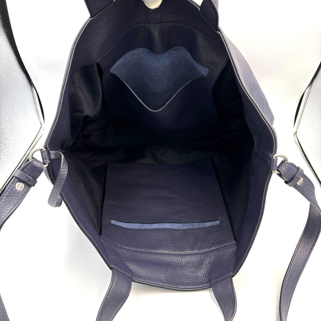 【良品】JIL SANDER レザー トートバッグ 2way ネイビー