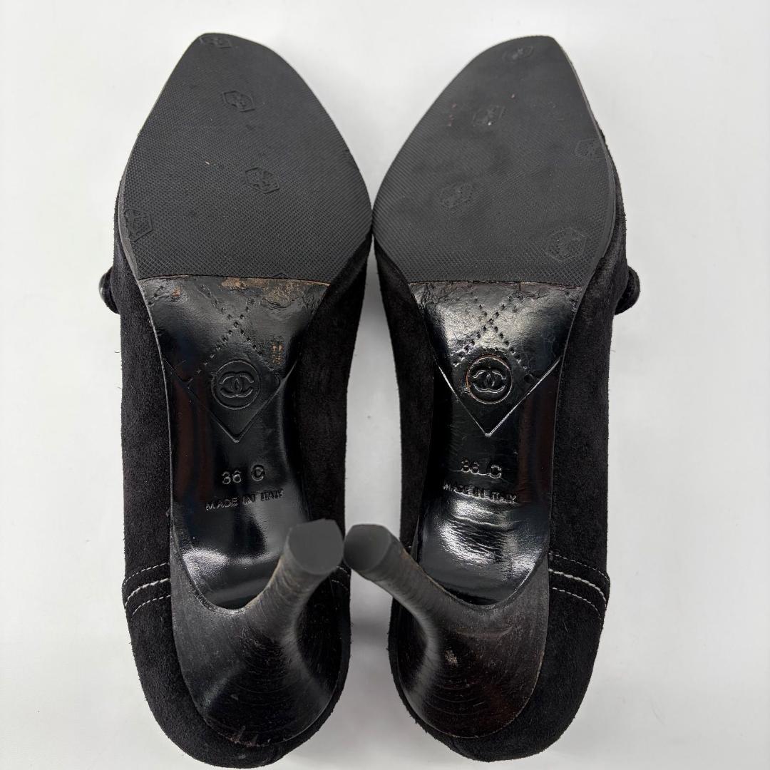 17280✨CHANEL ココマーク スエード ロゴ ハイヒール パンプス 36