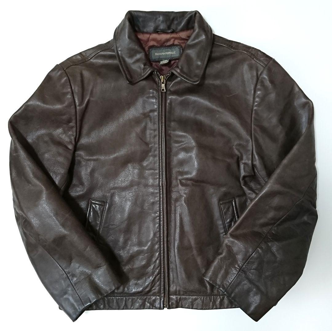 バナナリパブリック✨シングルライダースジャケット M ブラウン カウレザー 牛革