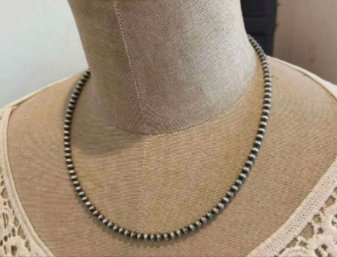 SV925製 ナバホパール 45㎝ 4ミリ　シンプルネックレス　ナバホ