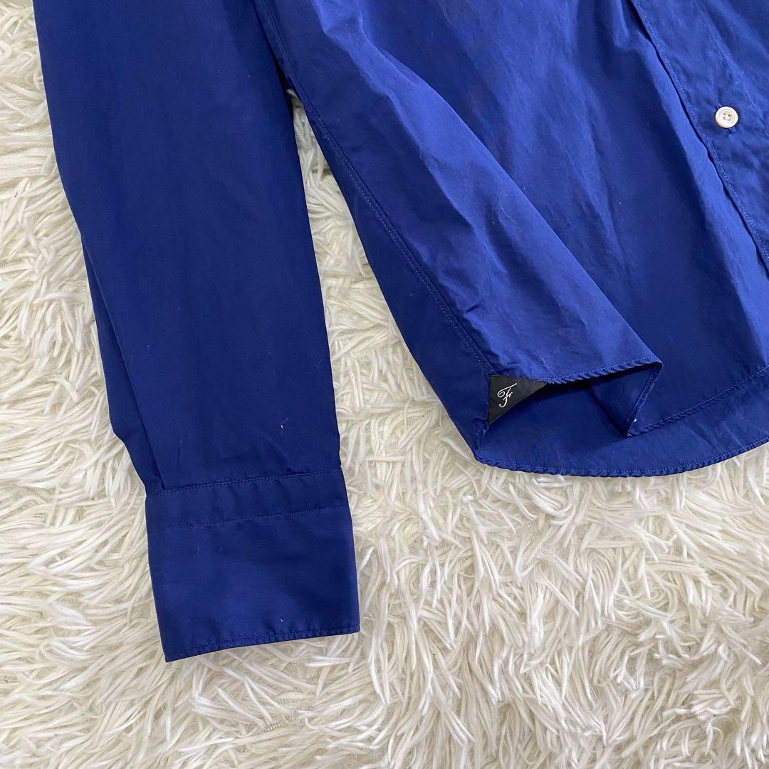 【未使用•タグ付✨】フィナモレ アルモ生地 長袖 カッタウェイシャツ 青 M