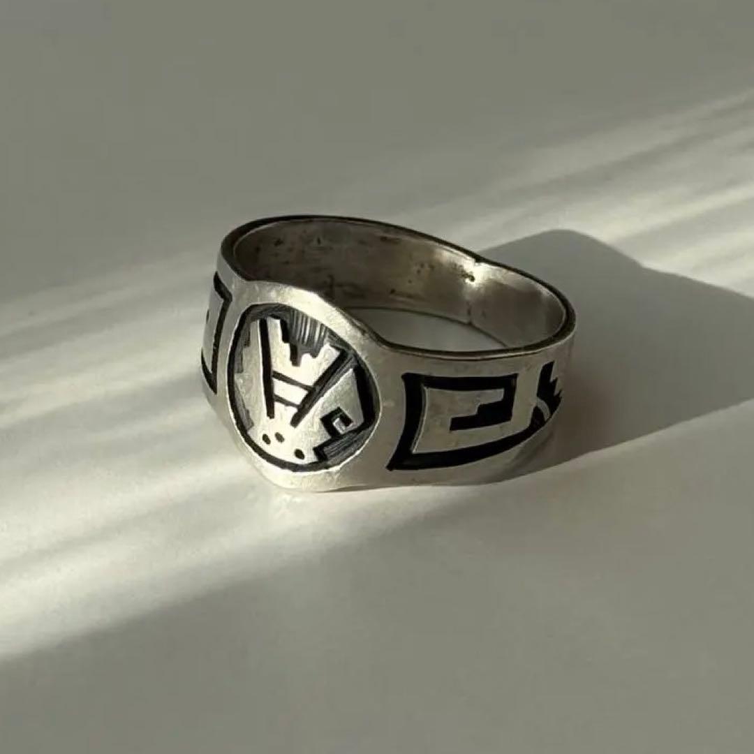 HOPI族 ホピ族シルバーリング 鹿ホールマーク Sunriseモチーフ 作家物