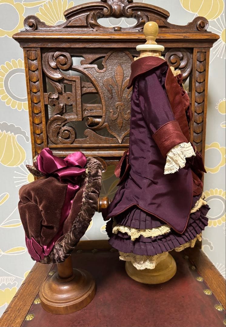 アンティークビスクドール ドレス&ボネセット
