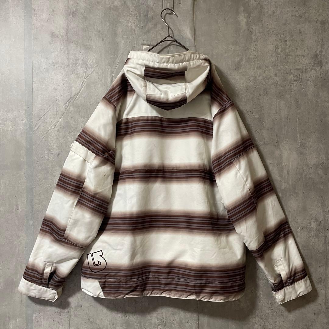 Burtonバートンスキーウェアスノーボードジャケットパーカー白茶色ボーダー希少