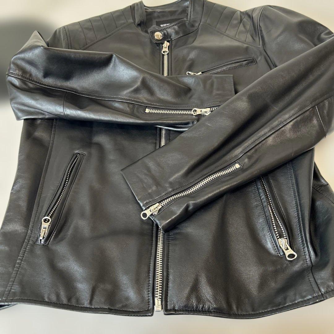 メンズ　黒 レザー ライダースジャケット
