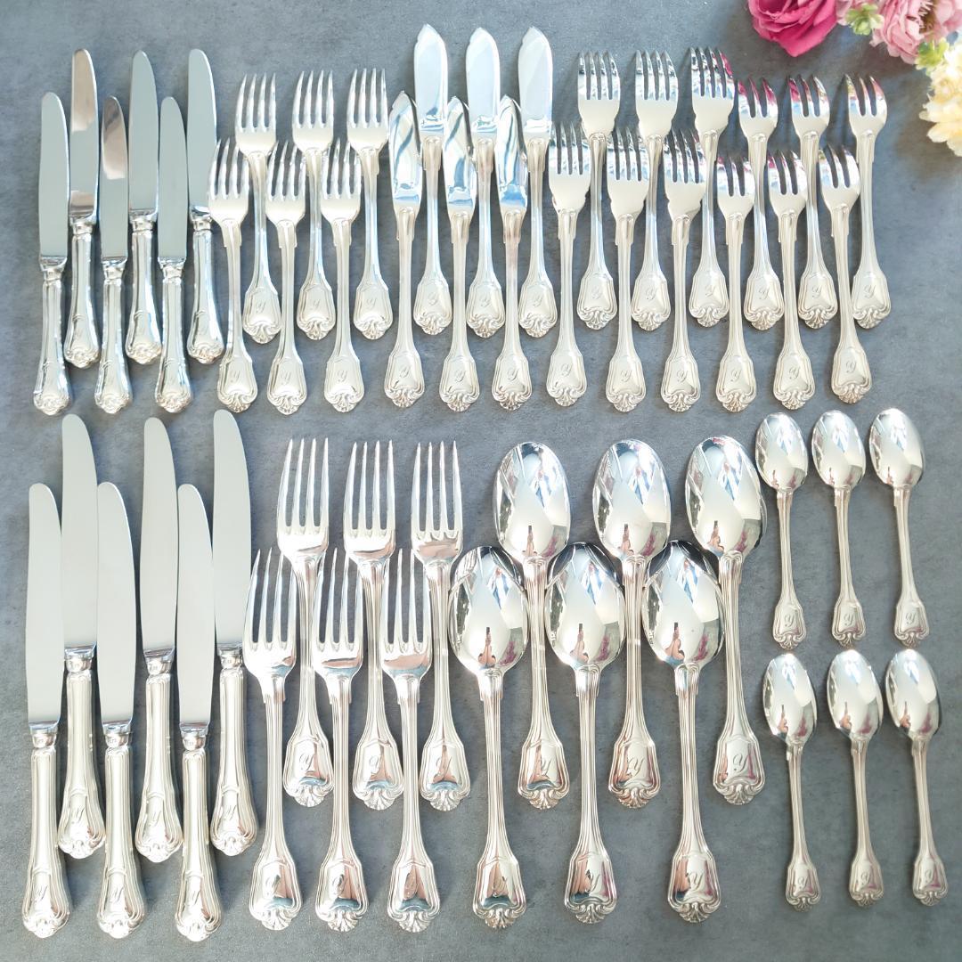 クリストフル ポートロイヤル54点ローマ字入り+ブールカトラリーレスト6点