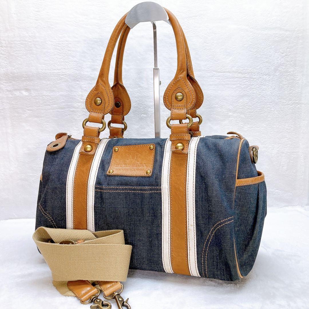 ✨激レア✨BURBERRY バーバリー 2wayミニボストン デニム ロゴ 金具