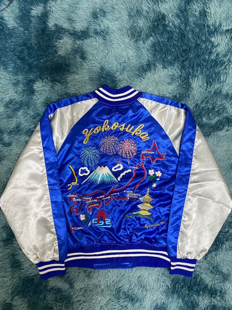 美品 横須賀プリンス商会 花火 スカジャン 日本製 刺繍 中綿入り