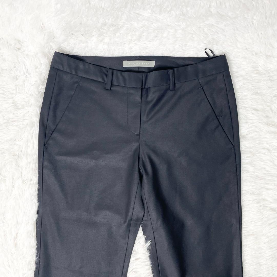 【美品】theory luxe DONNE パンツスーツ ノーカラー 紺無地 S