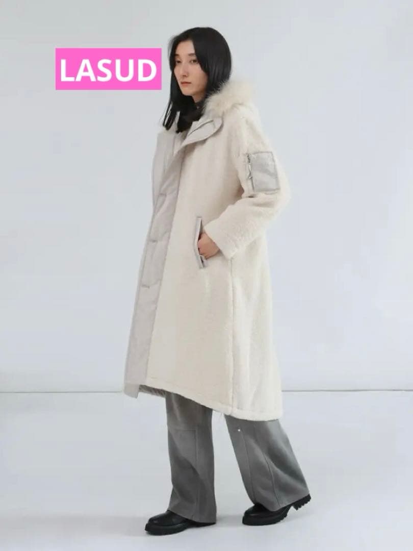 LASUD ボアコート　アイボリー未使用品　サイズ9号　定価34000円タグ無し