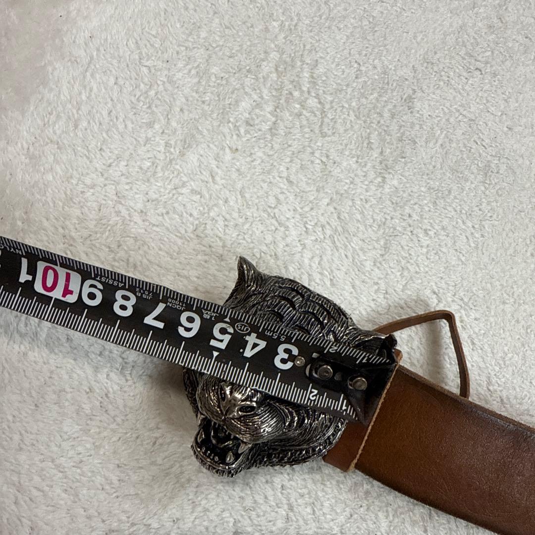 GUCCIグッチ　タイガーヘッドバックル　レザーベルト　ウエスト約75〜85cm