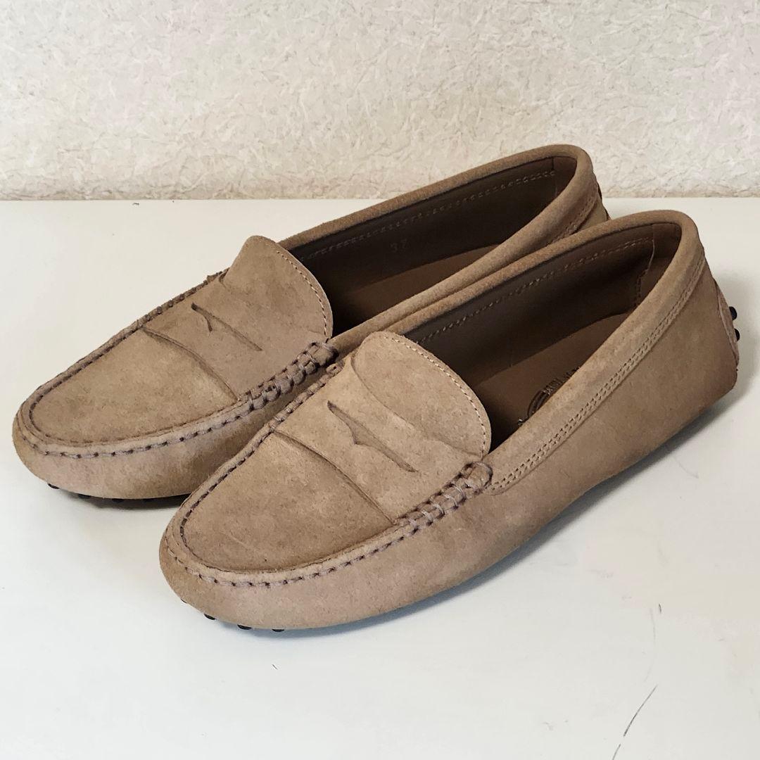 トッズ ドライビングシューズ 37 ベージュ ヌバック ゴンミーニ