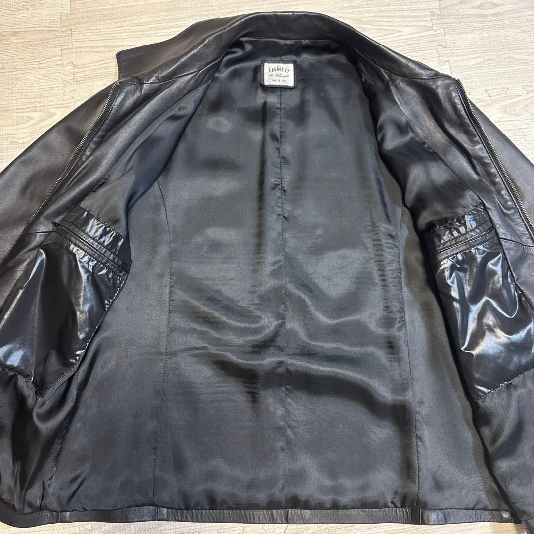 【美品】EMMETI ラムレザー ジャケット M オーバーサイズ 羊革 ブルゾン