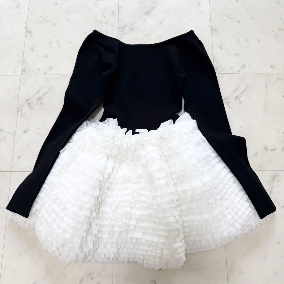 【美品】eimy istoire ボリュームチュールフリルニットワンピース