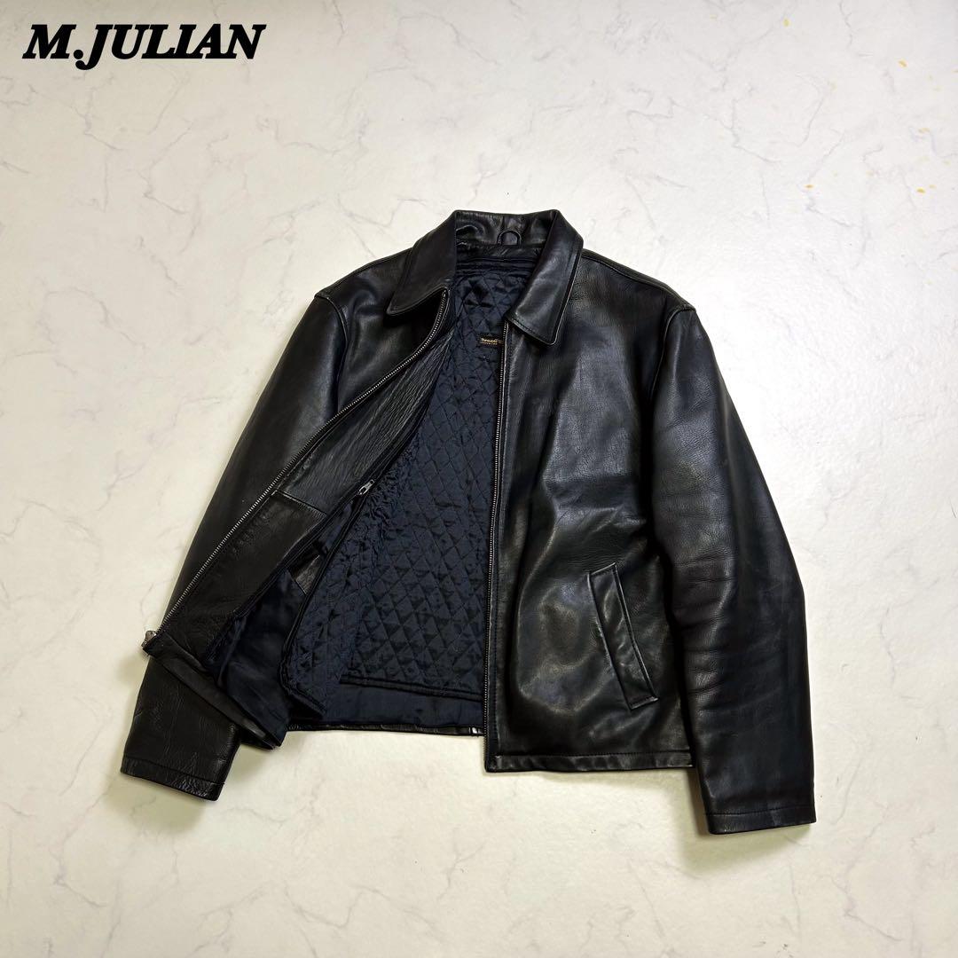 M.JULIAN レザージャケット ミニマル 本革 黒 L ライナー脱着可