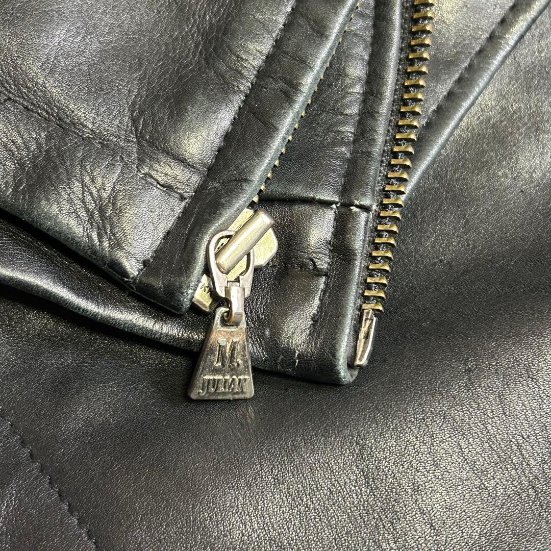 M.JULIAN レザージャケット ミニマル 本革 黒 L ライナー脱着可