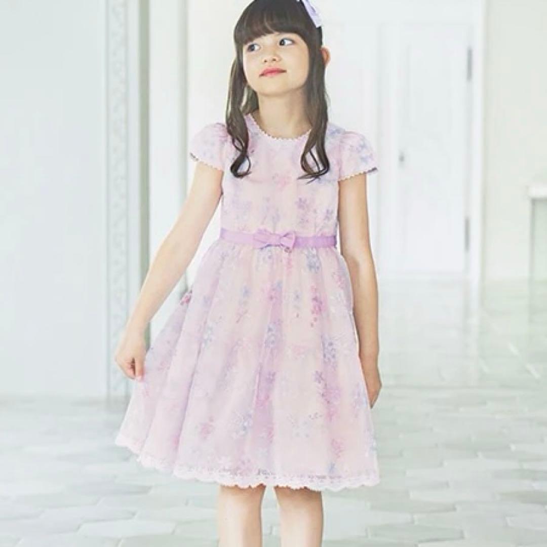 メゾピアノ 花ブーケ刺しゅう レースワンピース フォーマル 卒園 入学