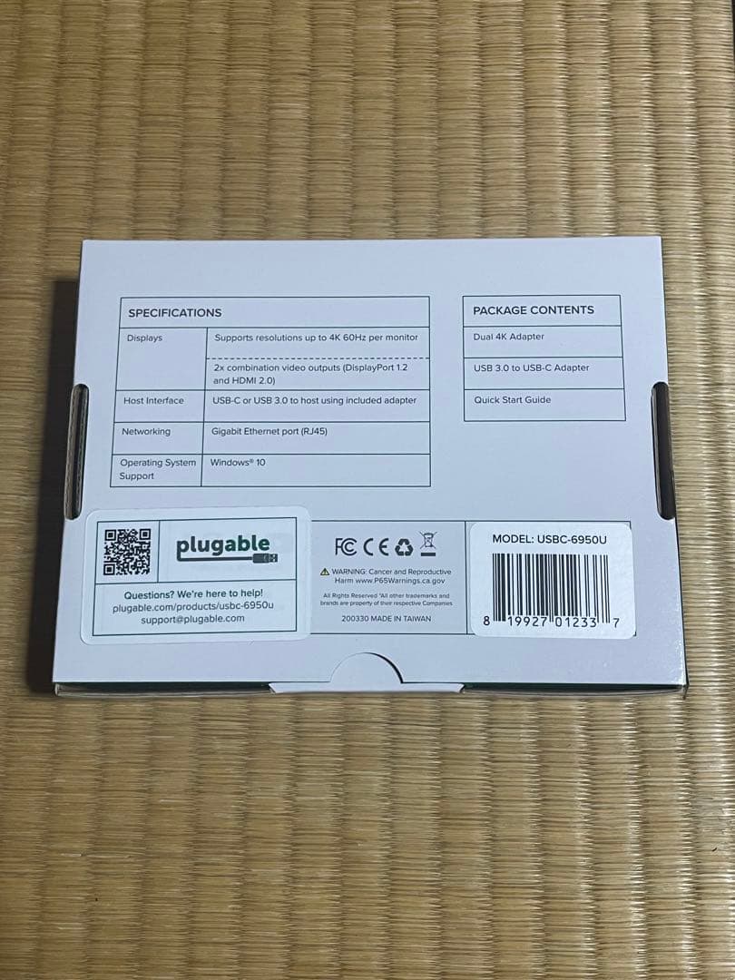 PCケーブル・コネクタ plugable USB DUAL 4K DISPLAY ADAPTER