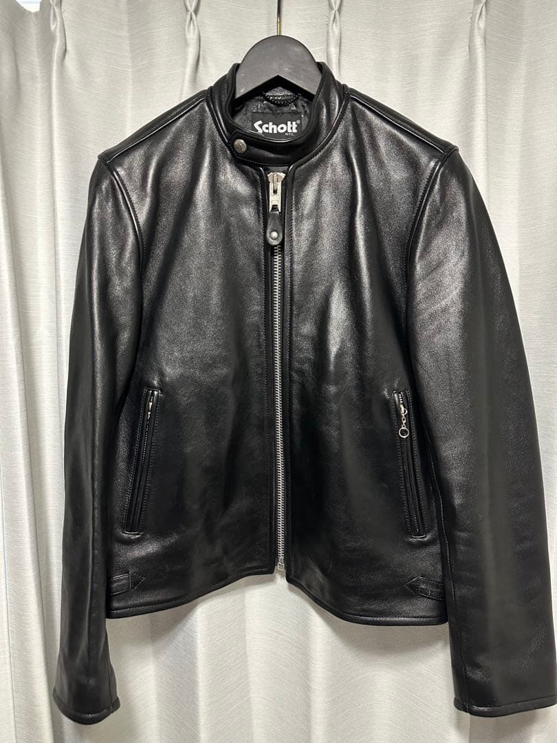 【美品】　Schott/ショット　シングルライダースレザージャケット ブラック