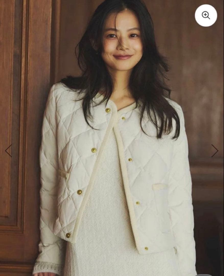 【TAION×anuans】ノーカラーキルティングショートダウン　ivory