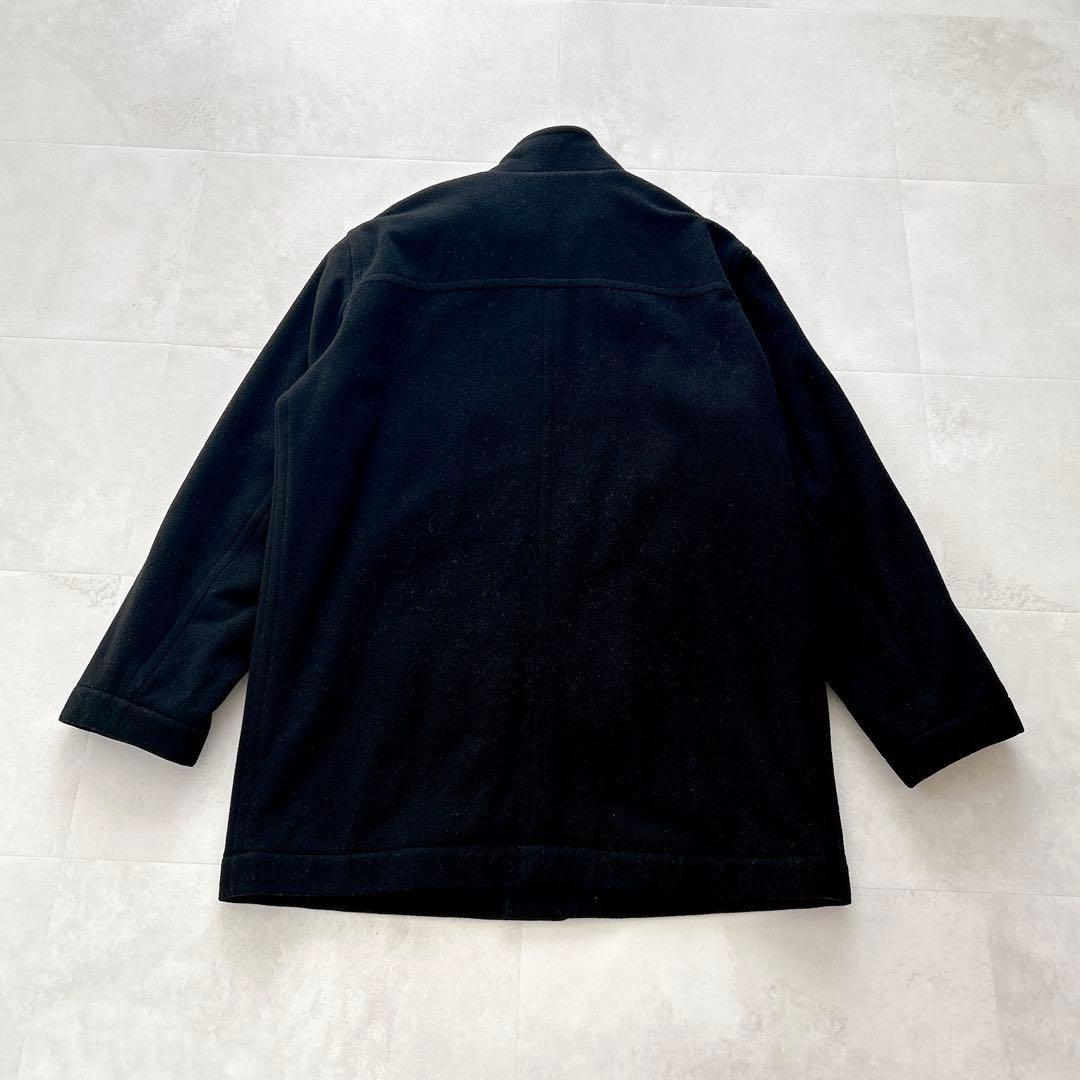 高級✨ヒューゴボス　カシミヤ混レイヤードチェスターコート　ロゴプレートウール黒L