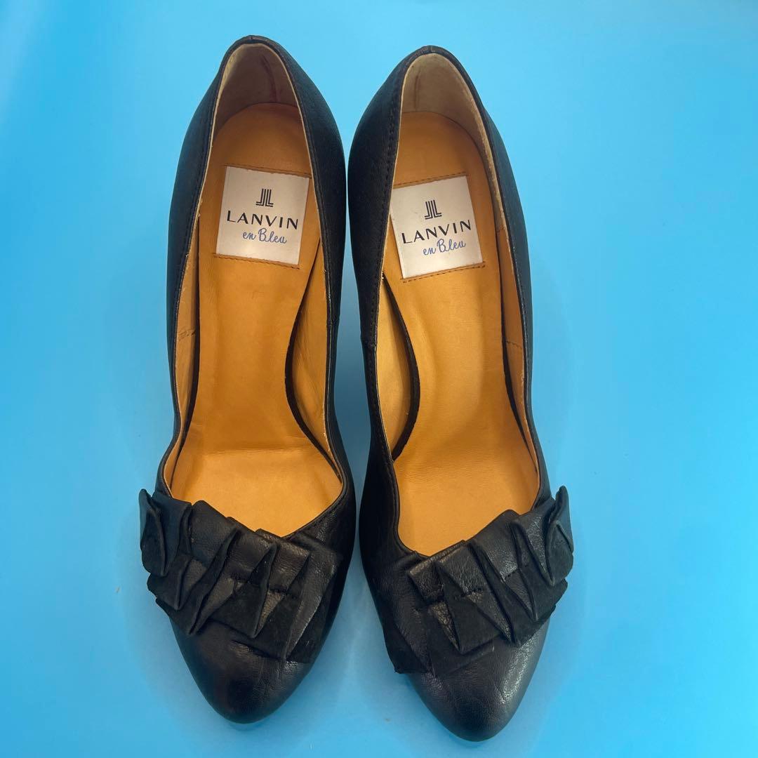 LANVIN en Bleu ランバン ヒール　リボン　ブラック　23㎝