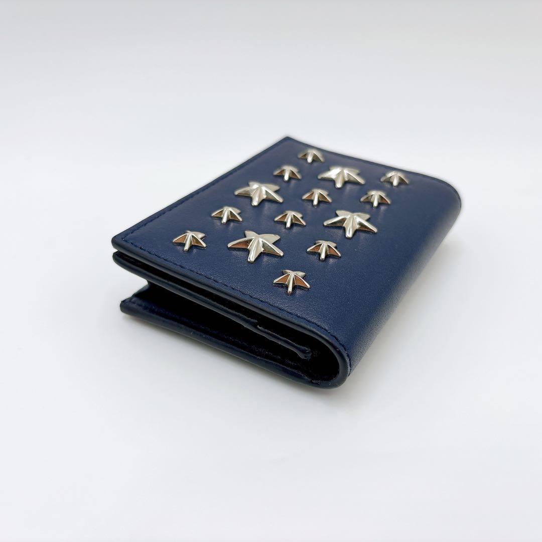 極美品 ＊ ジミーチュウ AYDEN スタースタッズ 名刺入れ ネイビー系