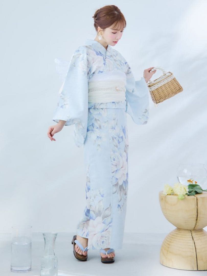 【超美品】sugar 三上悠亜着用 クラシカルローズブルー 浴衣 3点セット！