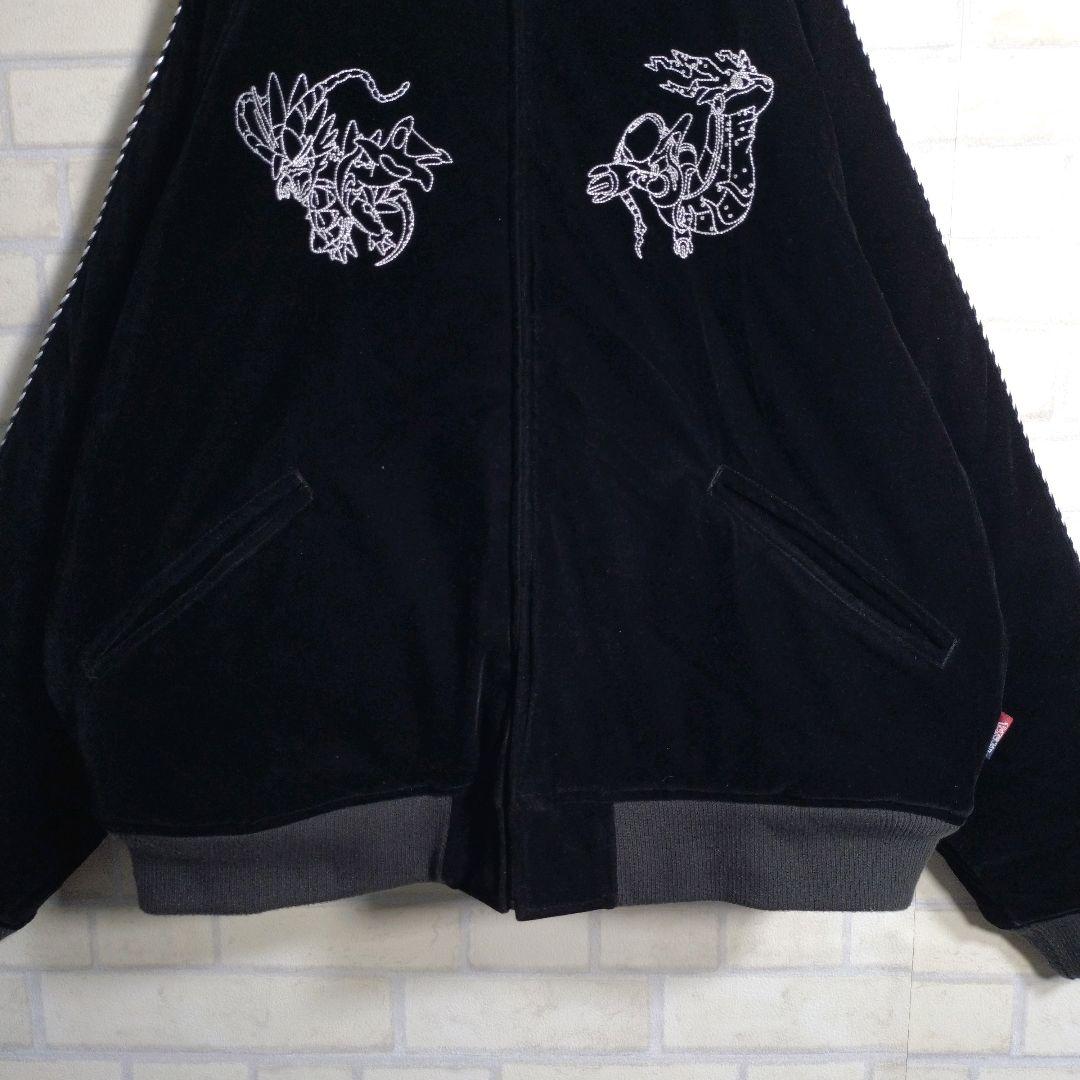 9090★ポケモン コラボ ベロア 総刺繍 中綿 キャラクター スカジャン L