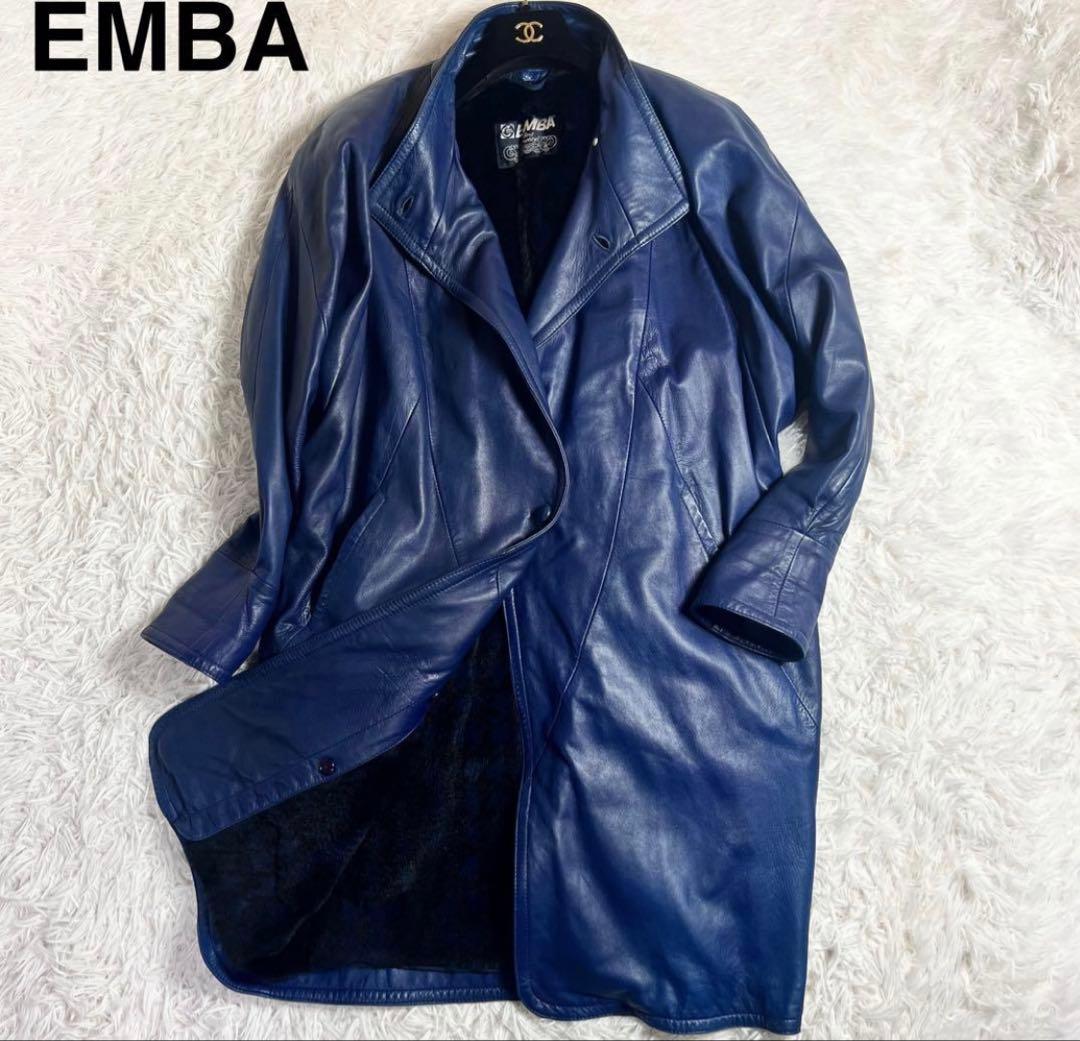 ダークブルー レザーコート