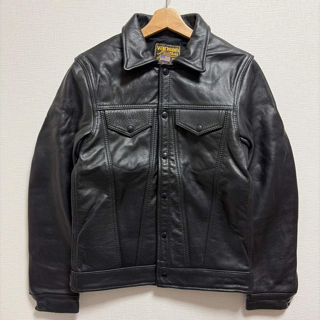 未使用バンソン vanson Gジャン型レザージャケット黒E150 36カスタム
