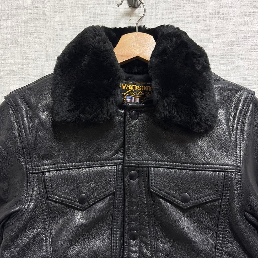未使用バンソン vanson Gジャン型レザージャケット黒E150 36カスタム