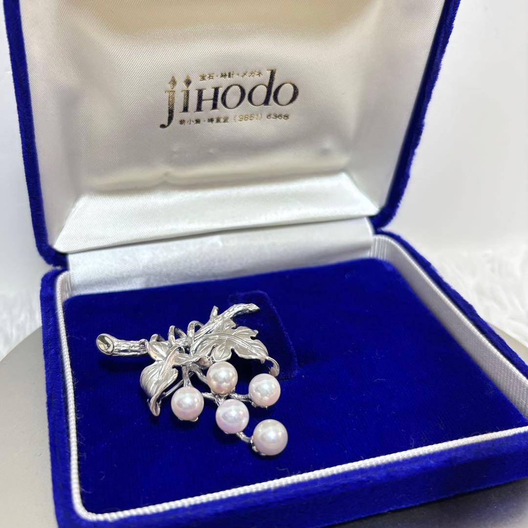 【美品】 ブローチ ぶどう 真珠 シルバー パール 保証書有り