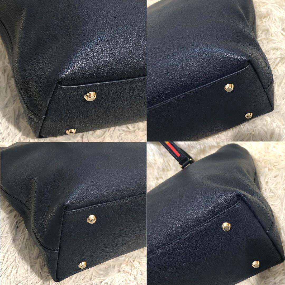 未使用級✨✨ポールスミス レザー　マルチストライプ　トートバッグ ネイビー