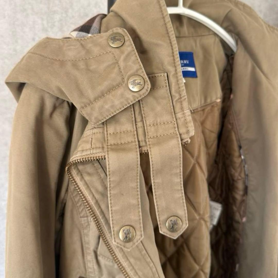 バーバリーブルーレーベル　ミリタリージャケット モッズコート 中綿 ファー 38