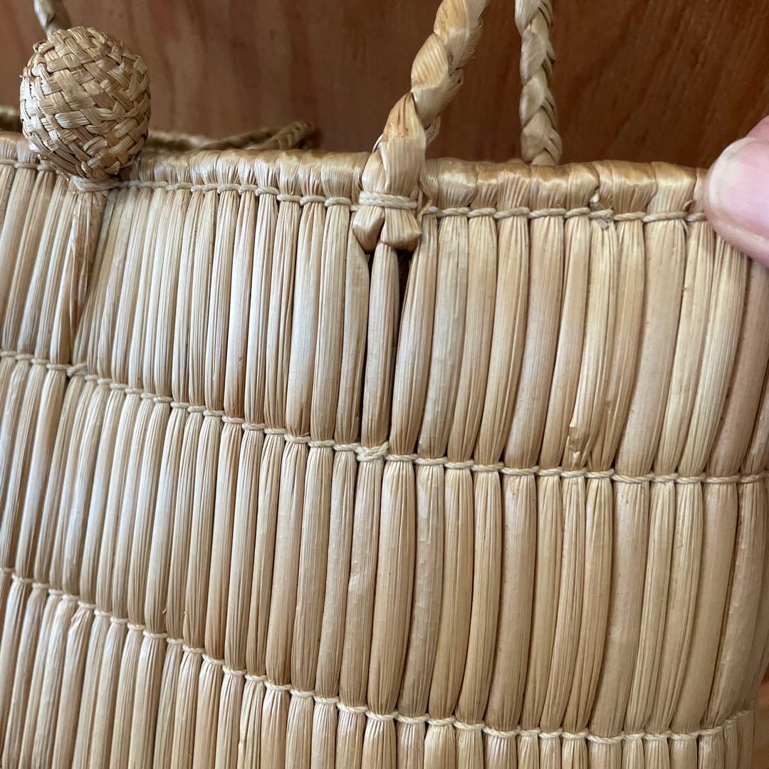 昭和レトロ　岡山　蒜山　がま細工　バッグ　カゴバッグ　手提げ　ひるぜん　古道具