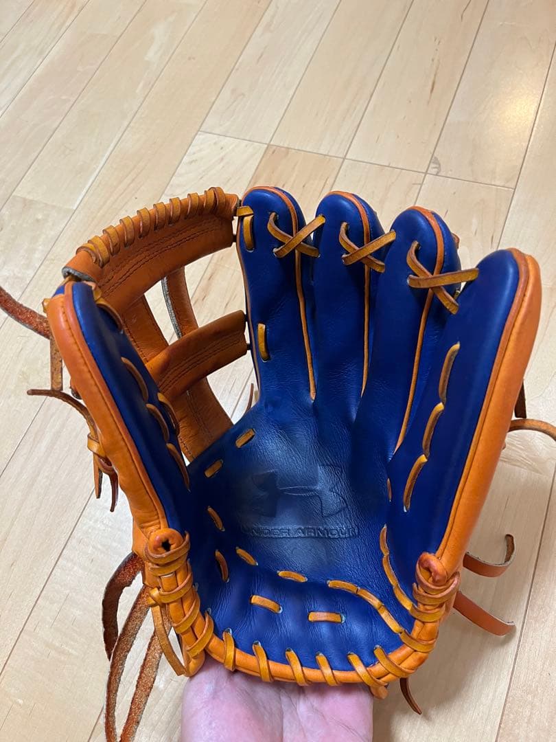 アンダーアーマ　軟式　グローブ 青　オレンジ　オーダー　中古　オールラウンド