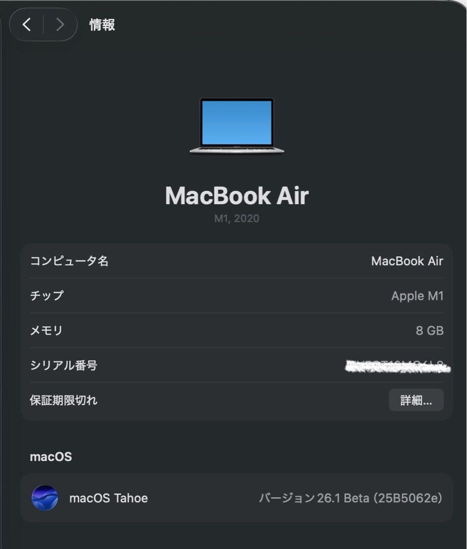 最終値下げ！美品！MacBook Air13インチ M1チップ8GB/512GB