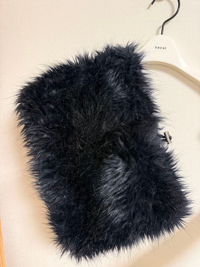 sacai ネイビー ファー付きネックウォーマー