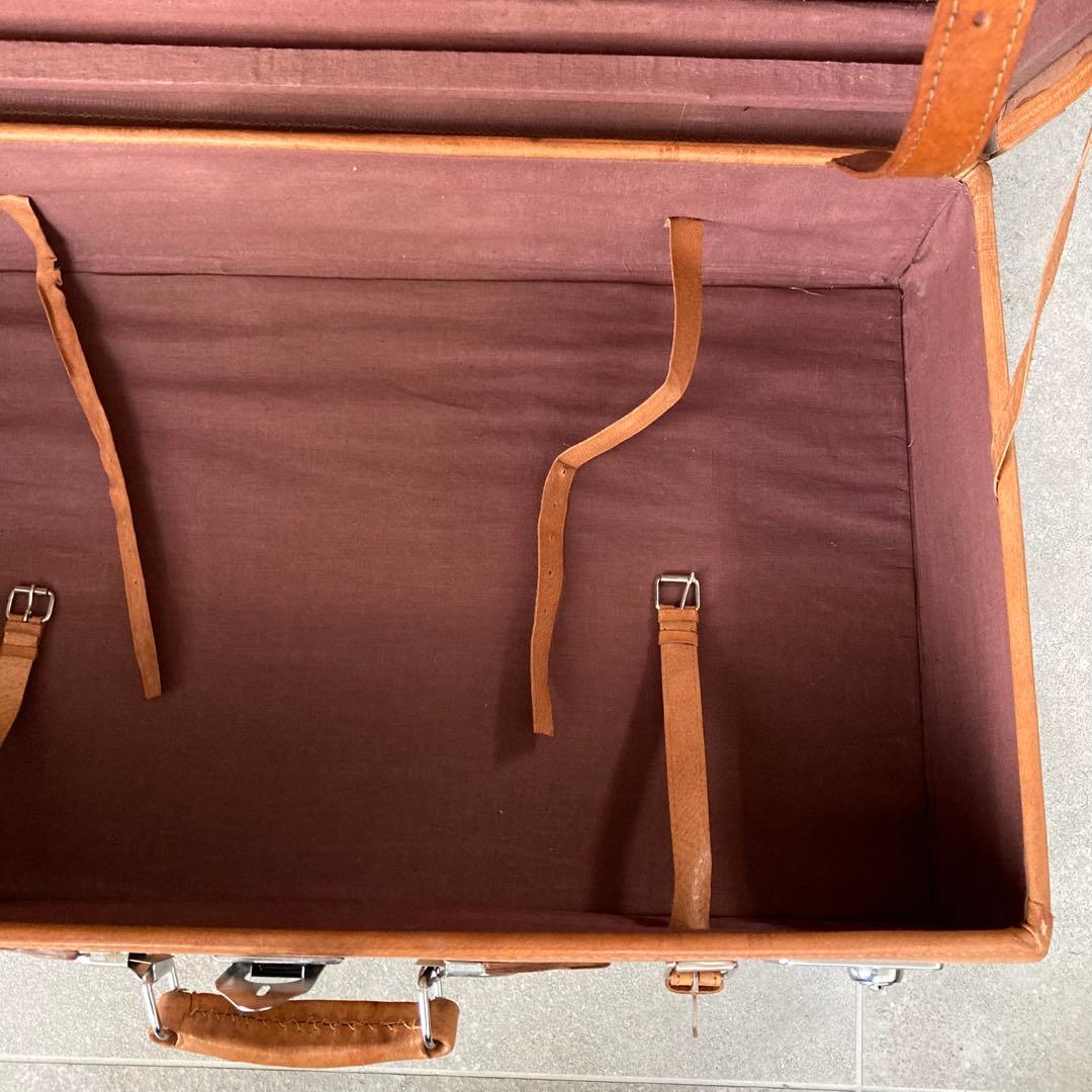 特大 ヴィンテージ 本皮 トランクケース 鍵付き レザートランク レトロ 古道具