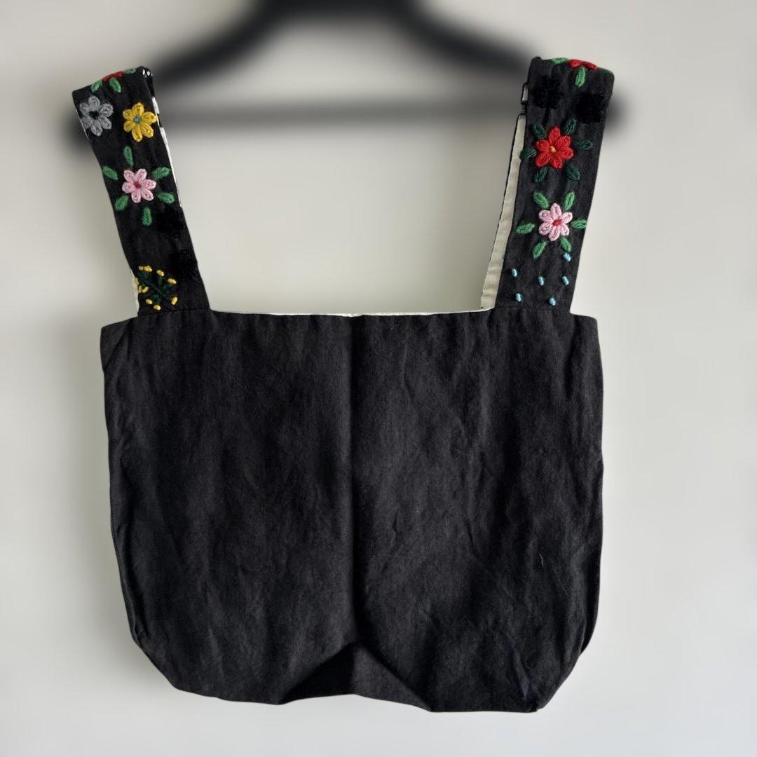 pot and tea 花柄刺繍ハンドバッグ　ポットアンドティー　ブラック