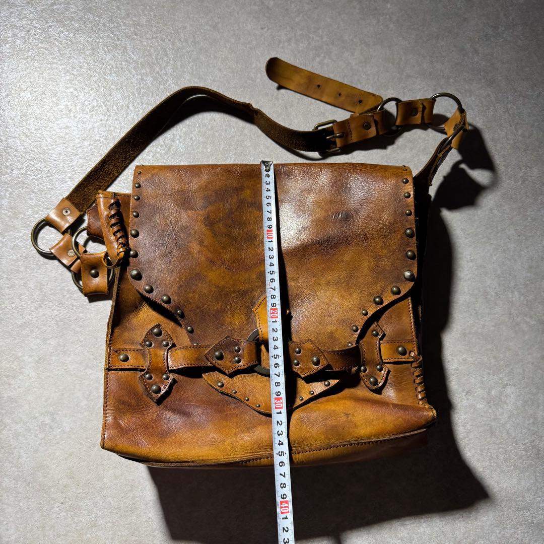 バッグ OLD leather shoulder bag studs grunge