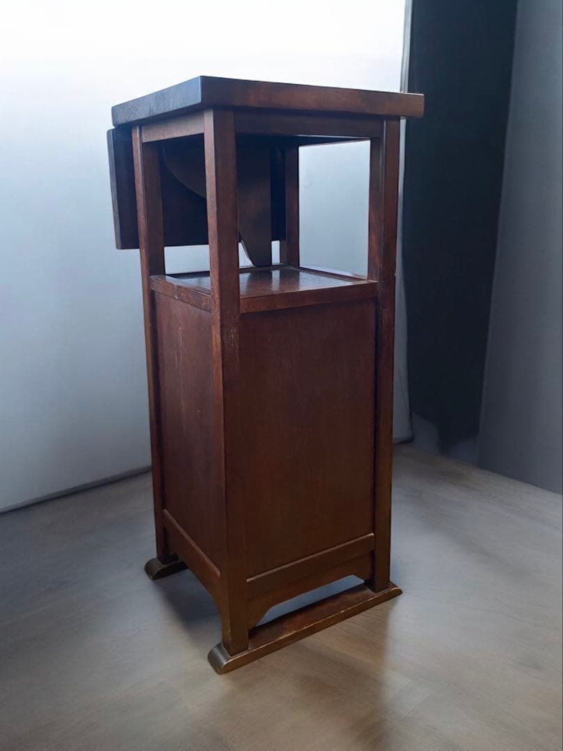 昭和レトロ★九州民芸家具　アンティーク電話台　飾り台　桜無垢材　欅材