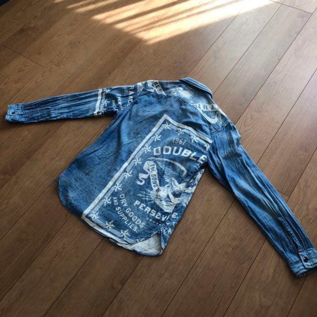 ダブルアールエル　インディゴ　ネイティブ　ガーゼ　シャツ　M