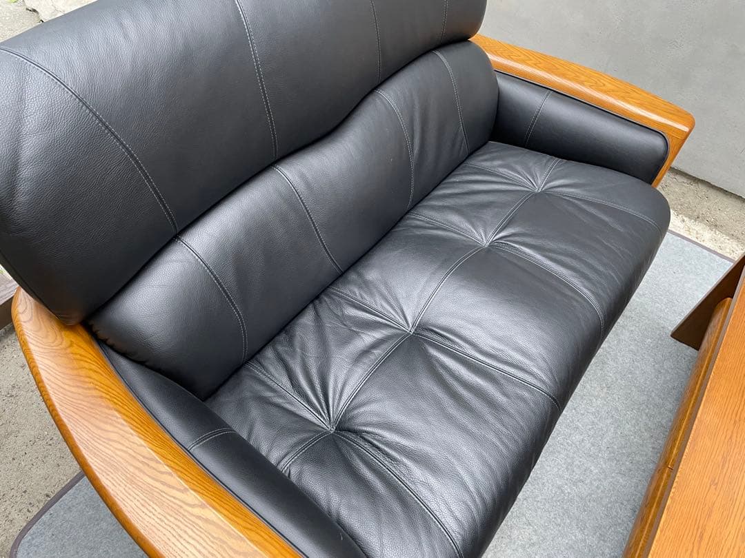 ブランコ　美品　浜本工芸　本革　応接セット　ソファ　テーブル　2点セット