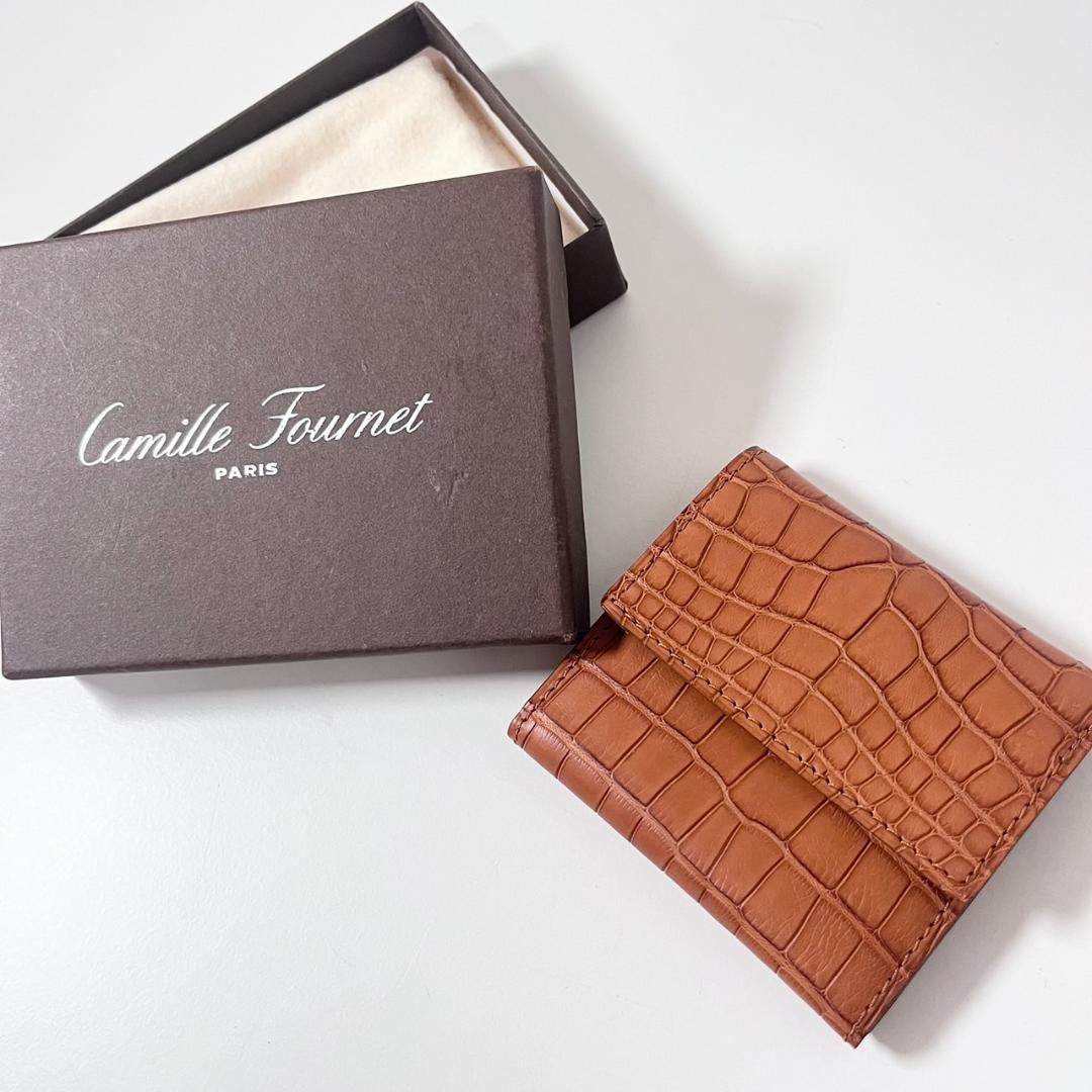 カミーユ・フォルネ アリゲーター ミニ ケース 箱付き ブラウン