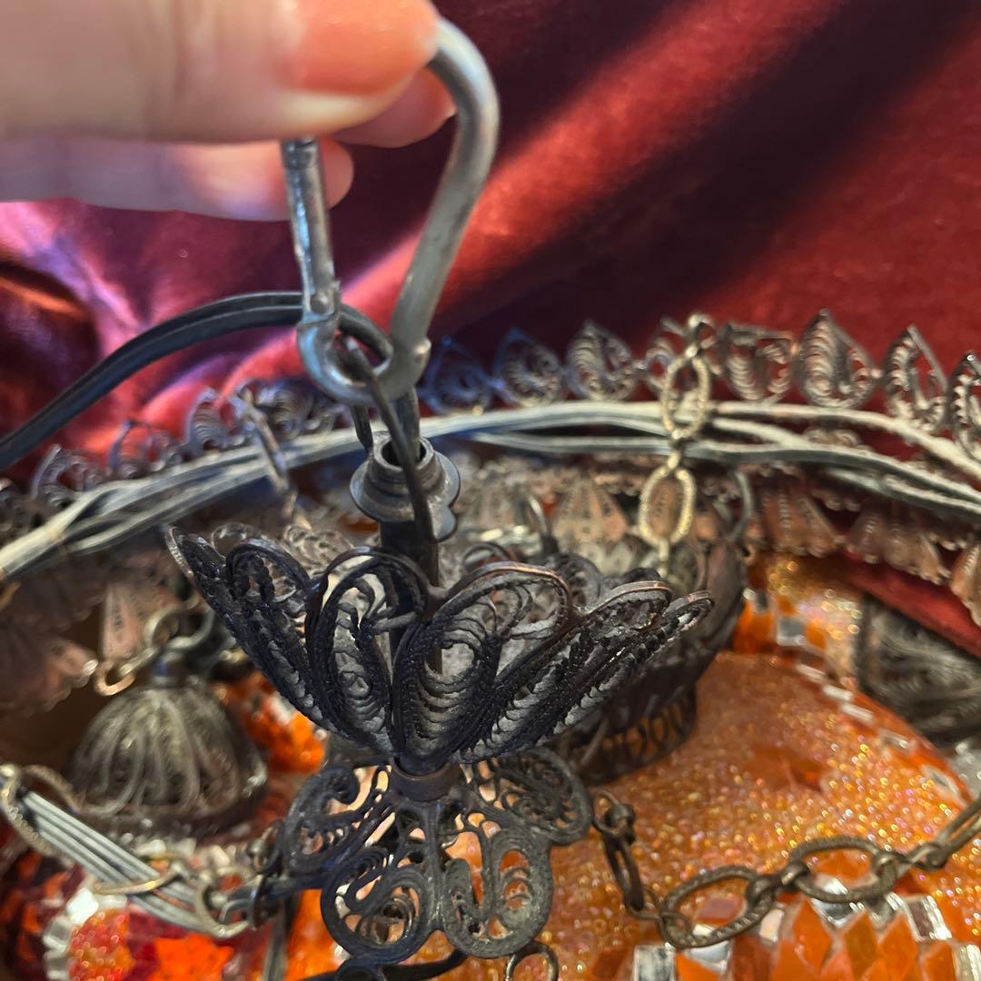 吊り下げ照明 シャンデリア ランプ ガラス アンティーク ランプ トルコランプ